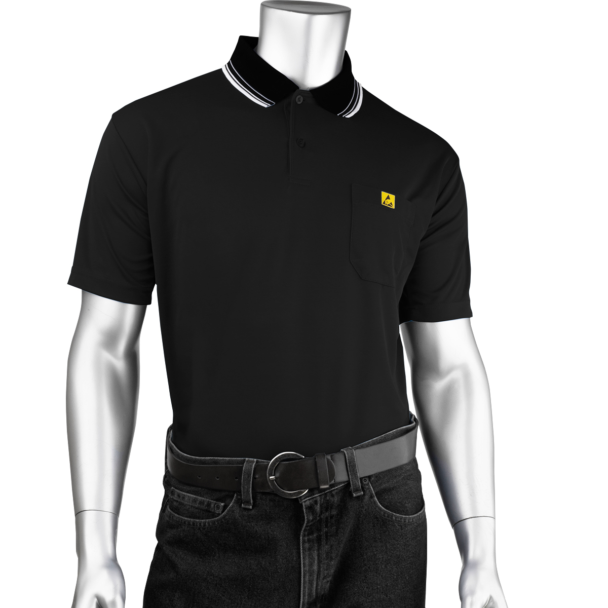 BP801SC PIP® Uniform Technology™ Short Sleeve ESD Polo Shirts, Black